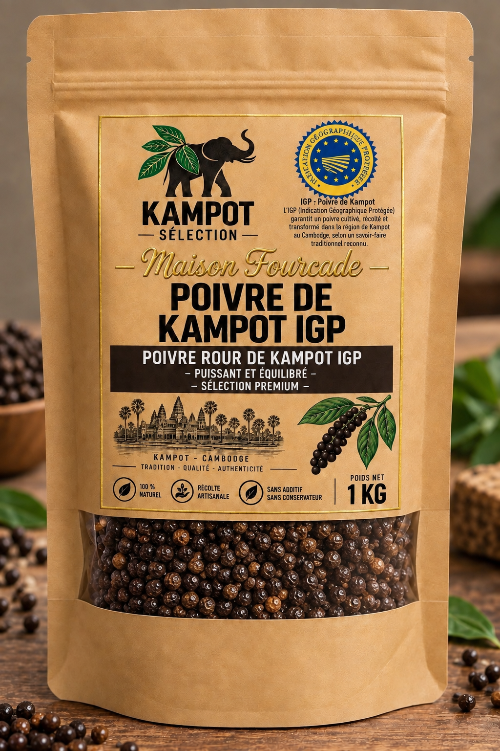 Poivre noir de Kampot IGP – 1 kg