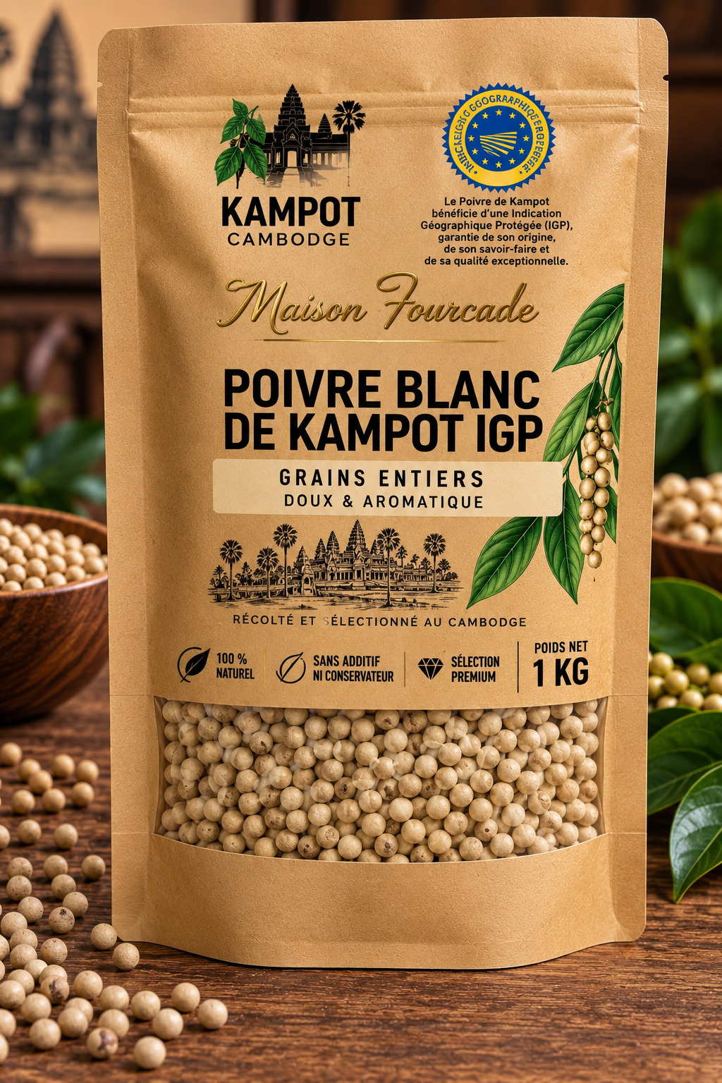 Poivre blanc de Kampot IGP – 1 kg